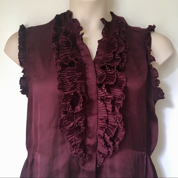 Converse Tops - Converse One Star Wine Ruffle Button Down Blouse